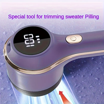 Fabric Shaver - USB Rechargeable, LED Display - Portable Hairball Trimmer for Clothes and Furniture