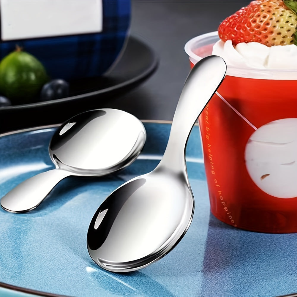 Compact Stainless Steel Mini Spoon with Short Handle - Ideal for Coffee, Tea, Condiments & Sugar - Strong and Reliable Kitchen & Restaurant Essential for Serving Coffee and Tea