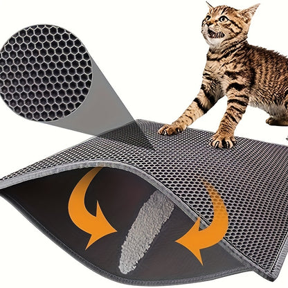 1 Double Layer Cat Litter Mat, Washable EVA Anti-Splashing Trapping Pad for Cleaner Floors - Gray, Cat Litter Catcher