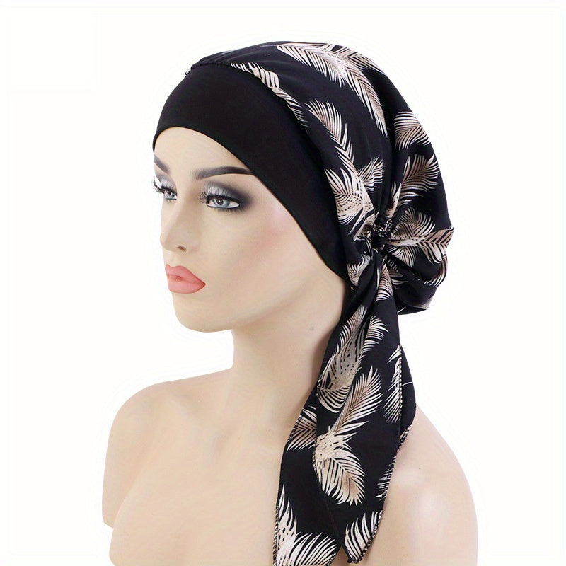 Paisley Print Turban Cap with Lace-Up Detail for Chemo Patients