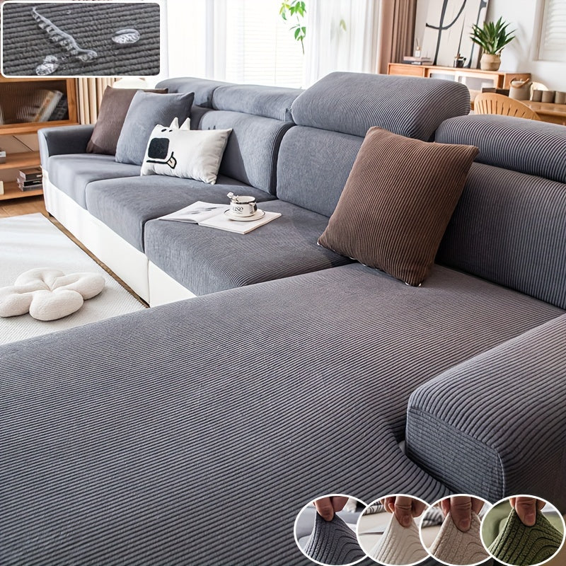 Elastic sofa slipcover in glam style, washable, durable, non-slip, all-season. Made from polyester and spandex blend for armchair to 4-seater sofas. Perfect for modern home and office decor, great Christmas gift.