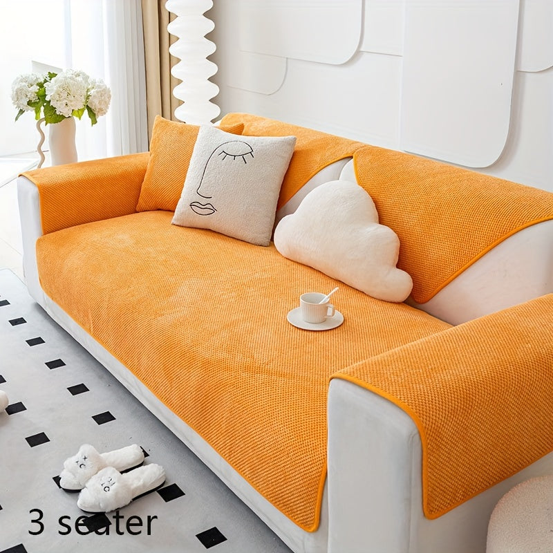 1pc Non-slip Sofa Slipcover Furniture Protector, for Bedroom Office Living Room Home Decor. Handrail Backrest Cover Pillowcase sold separately.