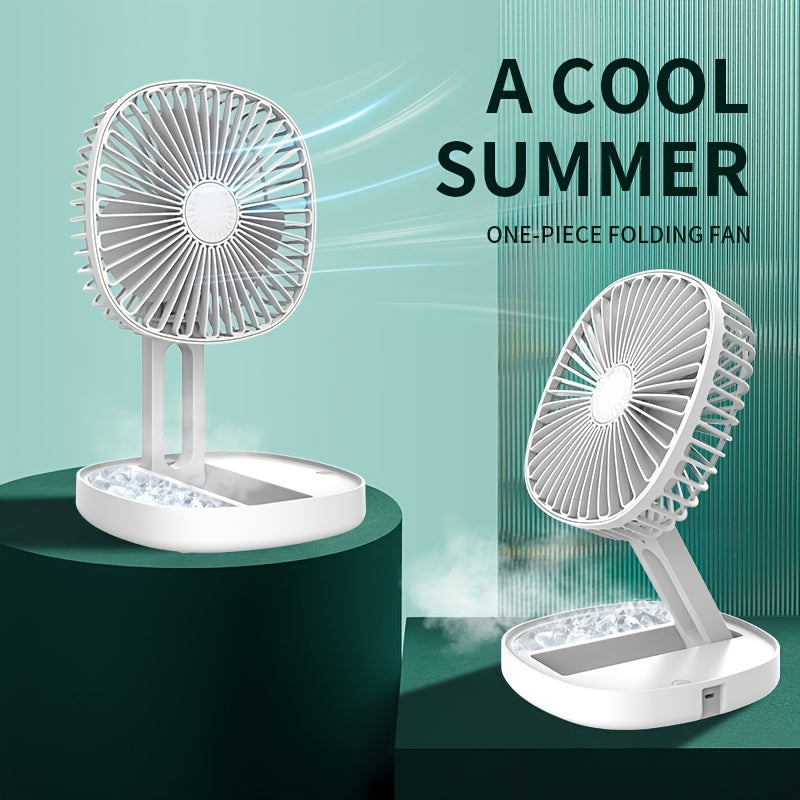 Portable Pedestal Fan: This foldable standing desk fan is perfect for on-the-go use. It features a 1200mAh rechargeable battery, and can also be used as a spray and fragrant fan. The telescopic design allows for 3 different speeds, as well as a timer