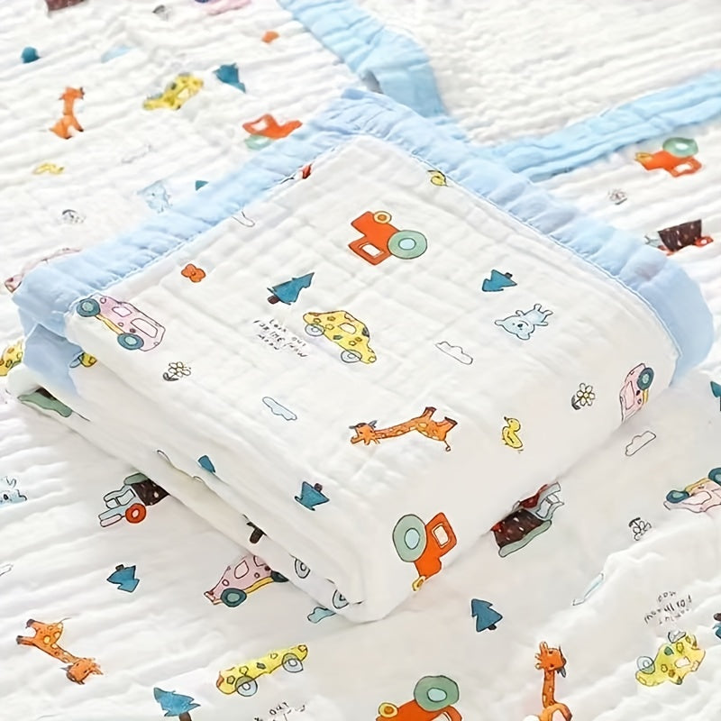 Cute Print Cotton Blanket made of six layers of high-density cotton gauze, perfect for use as a lunch blanket or for a cozy nap on the sofa or office bed. This skin-friendly blanket is a must-have for ultimate comfort.