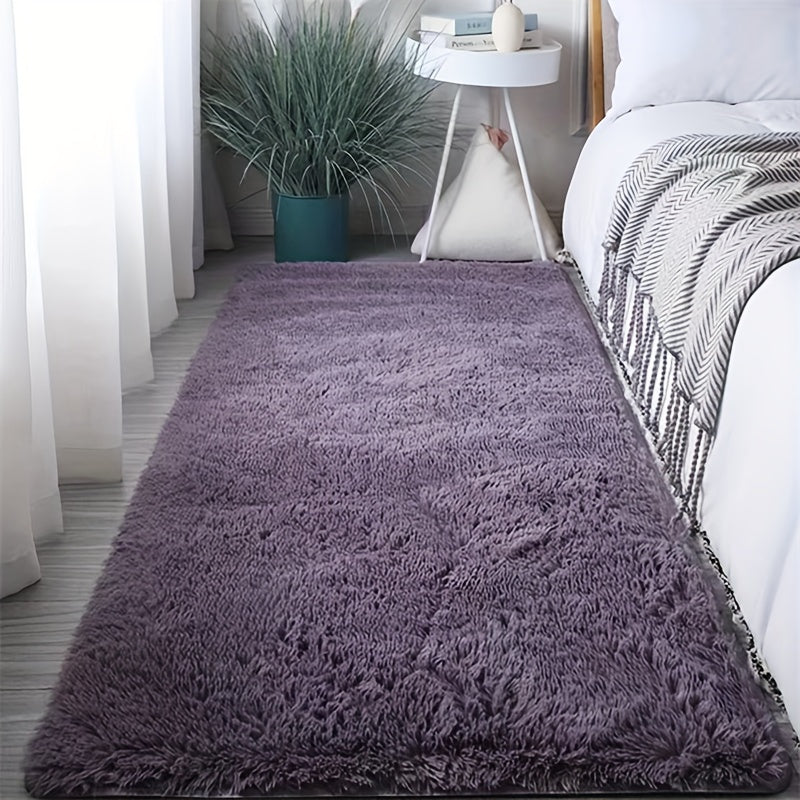 Plush Light Purple Rug - Made of 100% Polyester, Ultra-Soft & Fluffy, Contemporary Rectangle Rug for Kids' Spaces, Baby Rooms, and Children - Easy to Clean, Anti-Skid, Quiets Footsteps, Ideal for Bedroom, Living Room, or Office - Stylish Home Accent