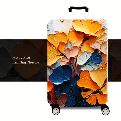 1pc Vibrant Floral & Butterfly Art Thickened Luggage Cover - TSA-Approved, Machine Washable Polyester Suitcase Protector for 50.8-71.12 cm Cases, Ideal for Business and Leisure Travel