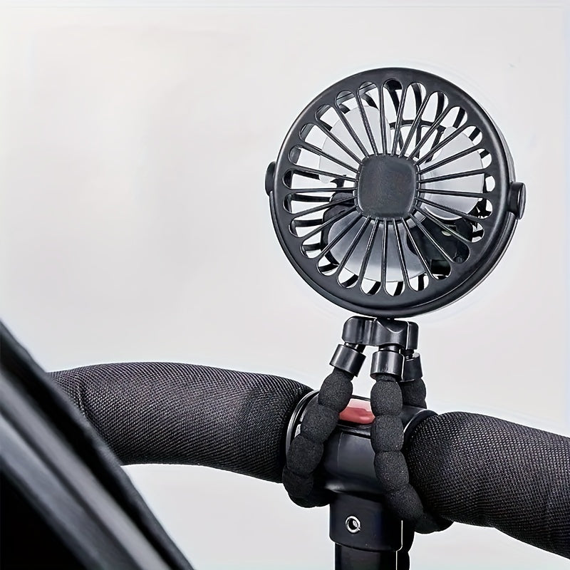 Mini USB Fan with Flexible Tripod, 3 Speed Modes, Rechargeable Battery - Perfect for Cooling On-the-Go!