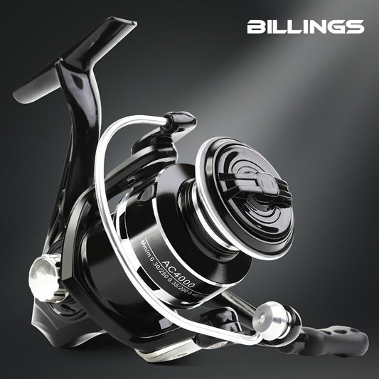 BILLINGS AC 1000-7000 Series Spinning Fishing Reel with 5.2:1Gear Ratio, 9.98KG Max Drag, Metal Rocker, Smooth Casting, Ultra-Durable, and Compatible with Saltwater and Freshwater - Ideal