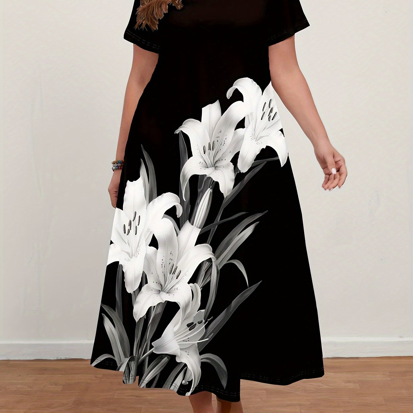 Plus Size Floral Print Maxi Dress for Spring & Summer