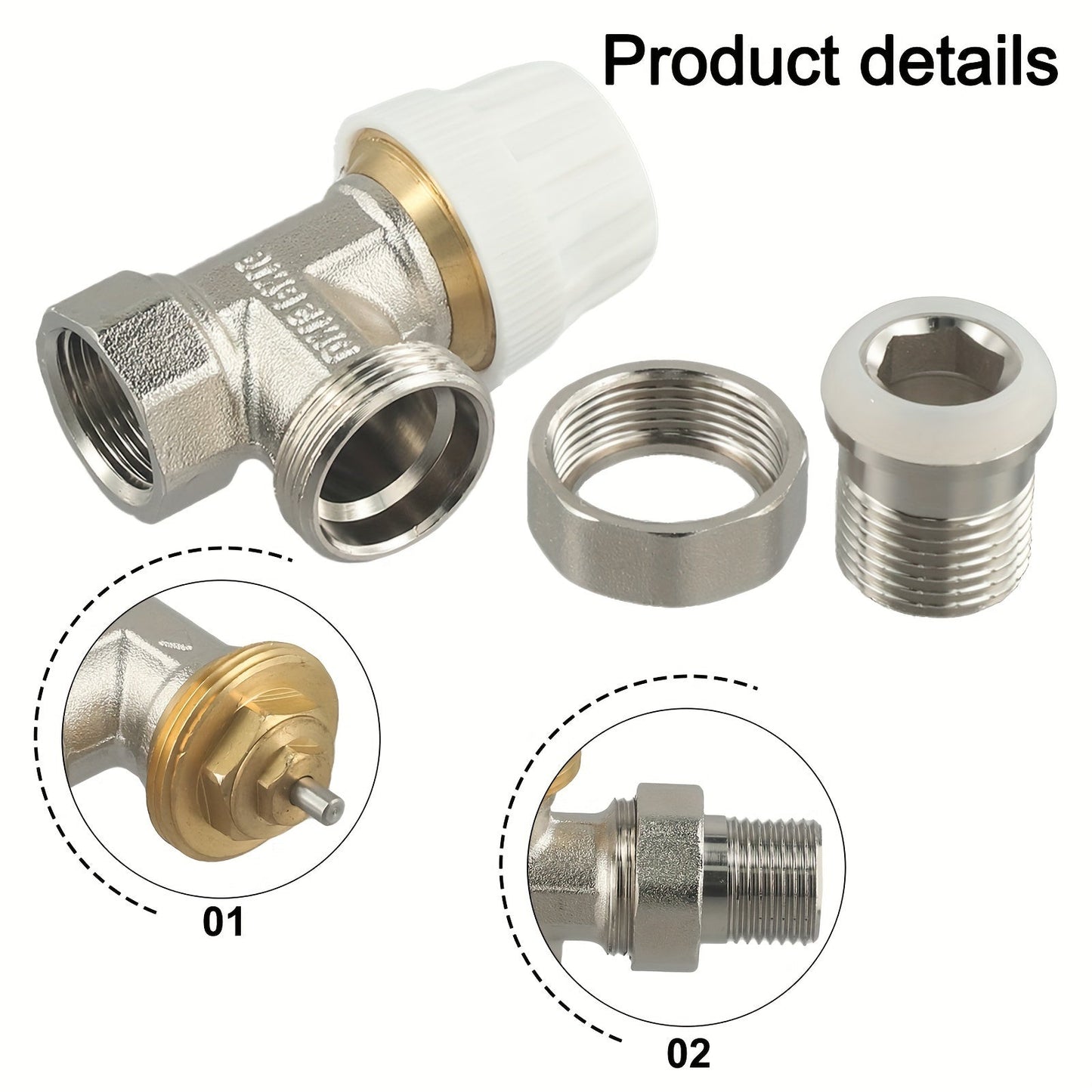 Brass angle regulating valve without thermostatic head in DN15/DN20 size.