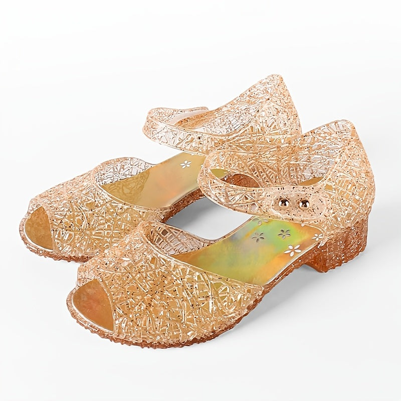 Sparkling blue crystal sandals for little girls, perfect for parties and everyday wear.