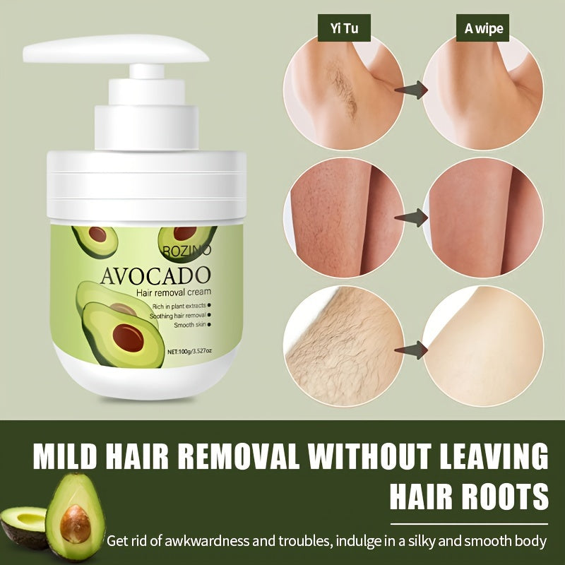 Avocado hair removal cream is plant-based, gentle, painless, and residue-free.