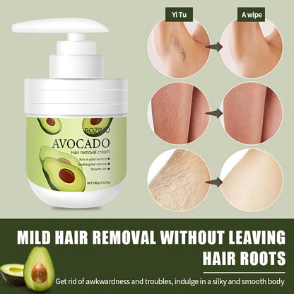 Avocado hair removal cream is plant-based, gentle, painless, and residue-free.