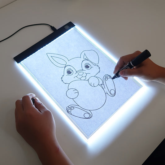 Led Drawing Copy Board with 3 dimmable levels available in A5/A4/A3 sizes for learning and educational assistance.