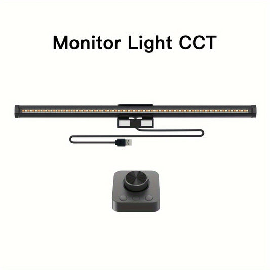 USB-Powered Monitor Light Bar with Mechanical Switch & Wireless Remote, 92 LEDs, Stepless Dimming, 3000-6500K Color Temperature, Matte Metal Finish - Ideal for Home & Office, Portable