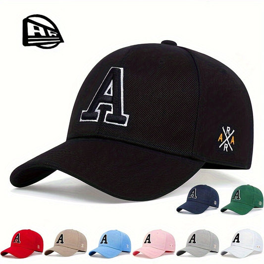 Men's A Letter Embroidery Baseball Cap, Outdoor Sun Protection Casual Cap for Spring and Autumn Travel.