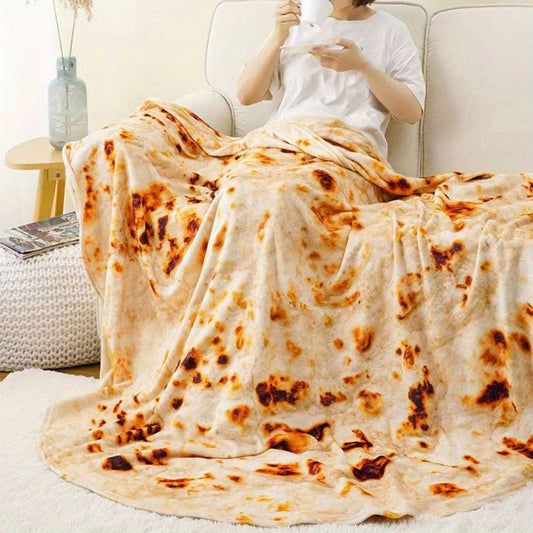 Yumshoq va qulay Meksika Tortilla Print Flannel Ko'rpa, divan, ofis, yotoq, lagerda va sayohat uchun mukammal - 1 dona