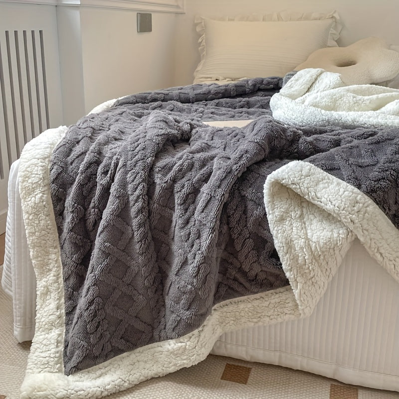 A cozy Double-Sided Fleece Bed Blanket perfect for autumn and winter, also great for staying warm during the summer with its thickened design. Ideal for all seasons and makes a wonderful Christmas gift.