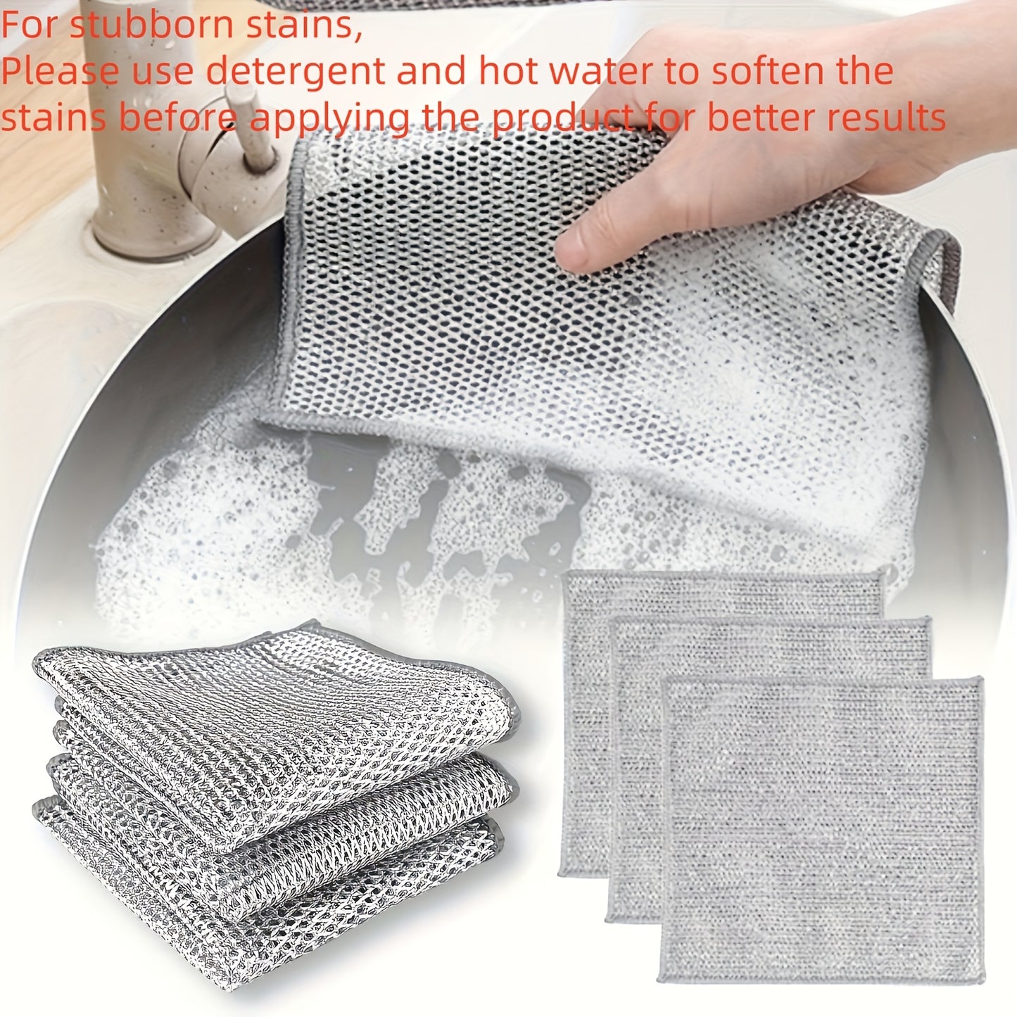 30-Pack of double-sided, reusable Microfiber Steel Wire Scrubbing Pads for kitchen cleaning. Perfect for non-scratch dishwashing and cookware cleaning.