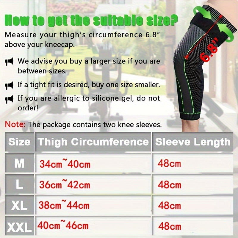 1 Pair of Extra Long Compression Leg Warmers with Elastic Band, Unisex for Basketball and Football