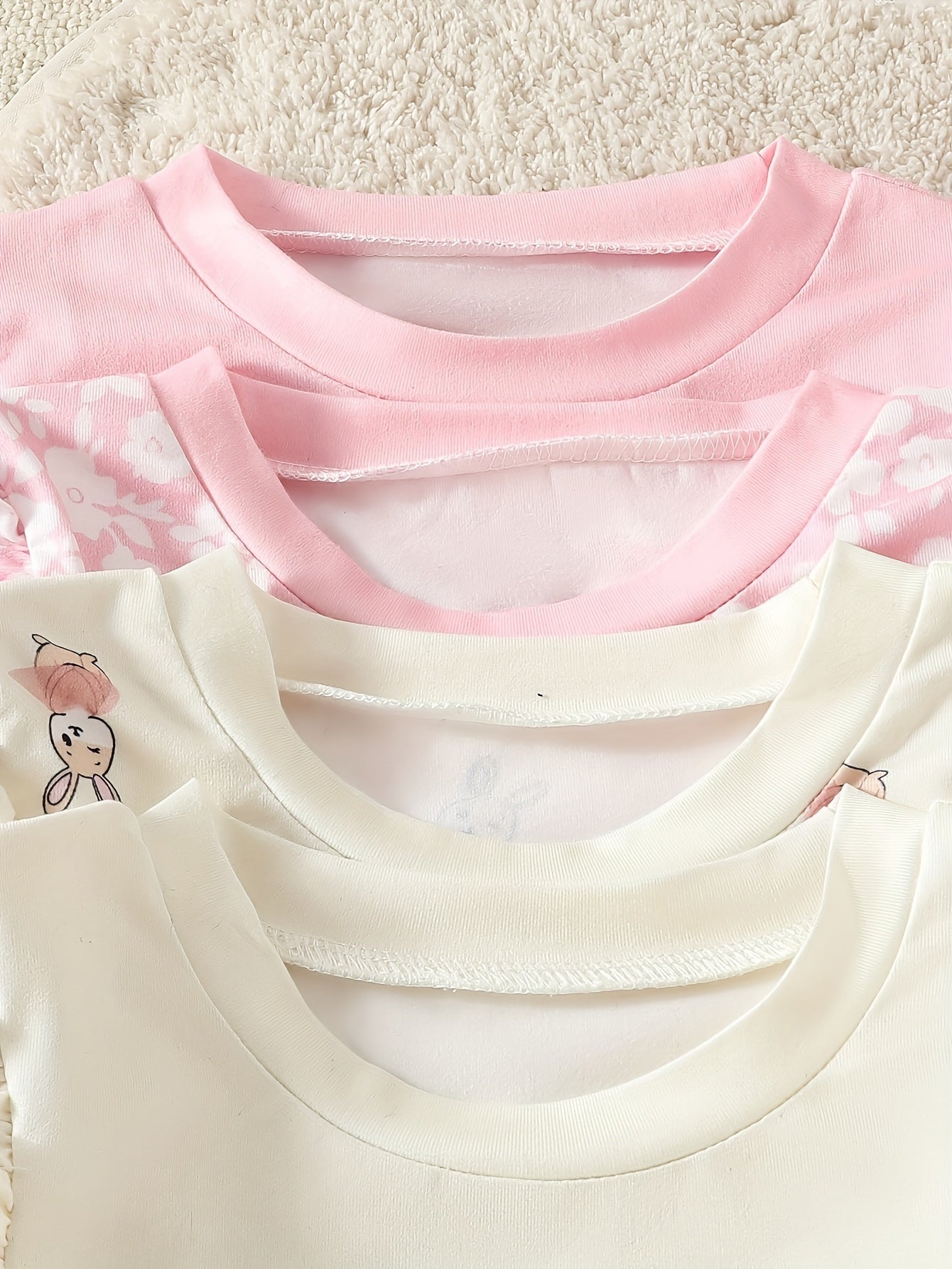 Cute rabbit print baby girl t-shirt set for all seasons