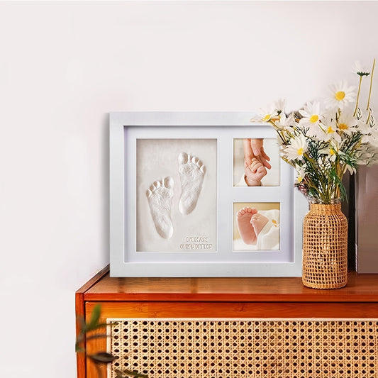 Handmade Baby Growth Photo Frame Kit, Baby Clay Imprint Photo Frame, Baby Hand and Footprint Stage Frame, Newborn Keepsake, Perfect Gift for Halloween, Thanksgiving, and Christmas.