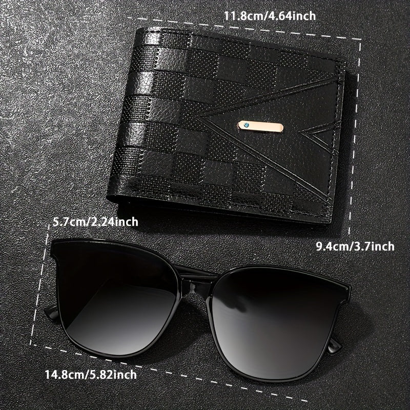 Top Pick: Men's 3-Piece Set featuring Business Sports Quartz Watch, Analog PU Leather Wrist Watch & Wallet & Glasses - Perfect Valentines Gift for Him