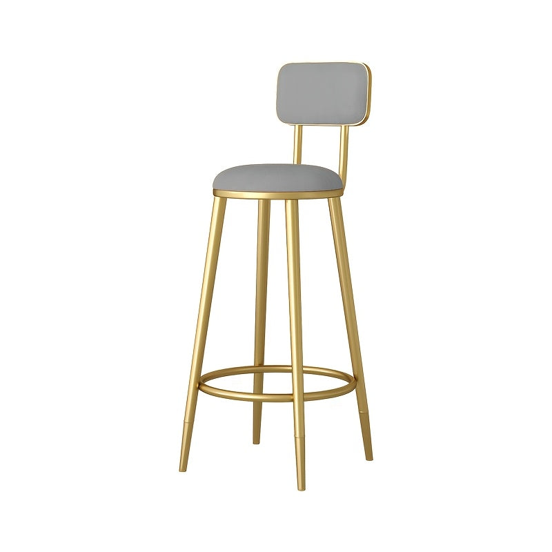 Minimalist wrought iron bar stool with comfortable backrest and golden legs - Ideal for home, restaurant, cafe, or entertainment area.