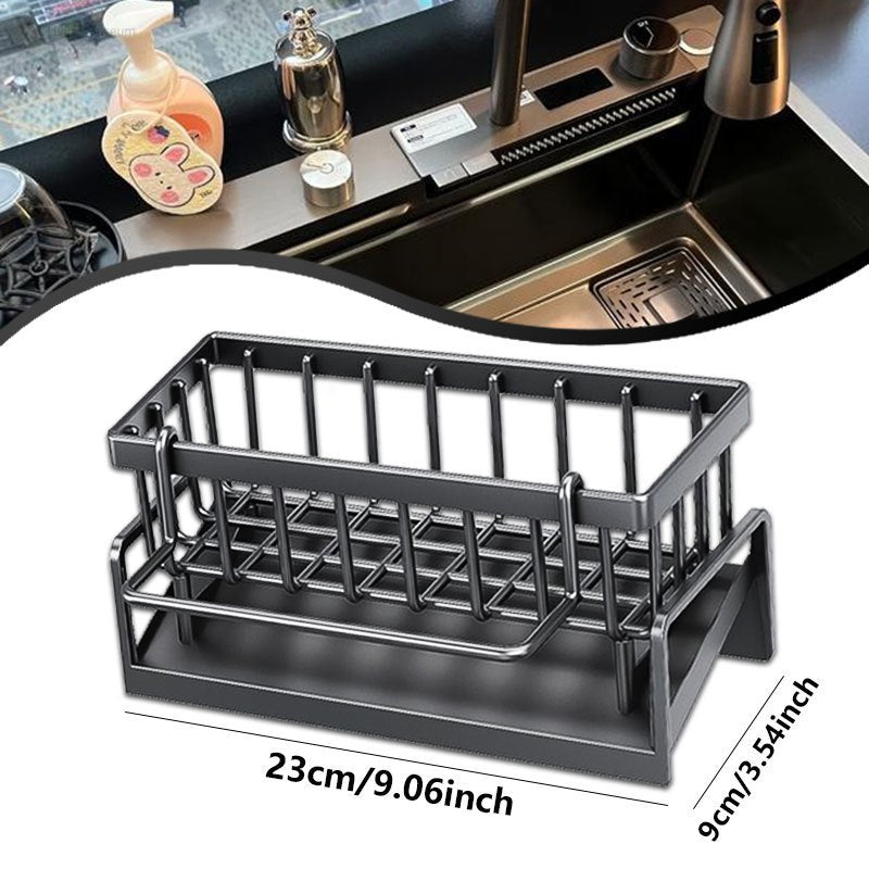 Get organized with our 1pc Multifunctional Plastic Sink Organizer! This handy tool comes with a towel bar and can be used as a kitchen sponge holder, soap dish, rag drainer, and brush storage basket. Made from non-food contact materials, it is ideal for