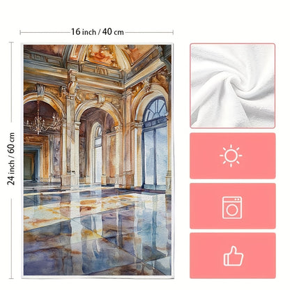 Set of 2 Ultra Soft Kitchen Towels, 40.64x60.96 cm - Luxurious Polished Marble Floor Design, Highly Absorbent & Machine Washable Dish Hand Towels for Elegant Home Decor and Dish Drying