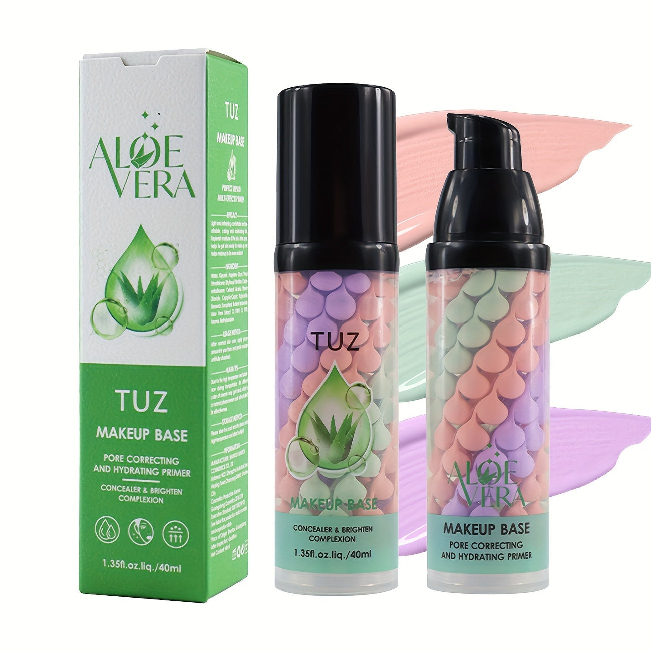 TUZ Aloe Vera 3-Color Barrier Cream - Brightens & Evens Skin Tone, Hydrating Makeup Primer, Lightweight Foundation, Refreshing Feel, 1.05fl. oz. (30g)