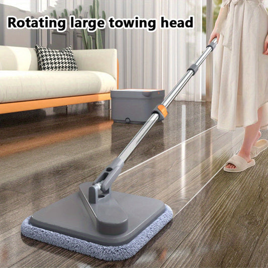 Rotating Mop Set with Bucket - No Hand Washing Needed, Effortless Cleaning, Self-Cleaning System, Perfect for Hardwood, Tile, and Marble Floors, Great for Bedrooms, Sturdy Design, Suitable for Ceramic Tiles.