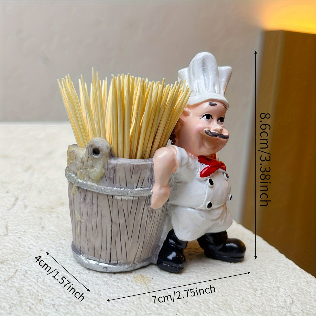 1 Pack of Chef Figurine Toothpick Holder made of ABS Resin - Perfect Tabletop Decor for Kitchen and Dining, Great Gift for Father's Day, Mother's Day, Graduation, or National Freedom Day