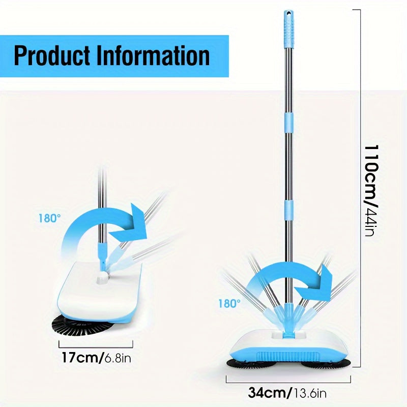 Home Cleaning Tool: 2-in-1 Automatic Household Sweeper Mop with Windproof Broom, Dustpan & Mopping Function - No Electricity Needed, Perfect for Living Room, Bedroom, Kitchen - Made of Durable Plastic