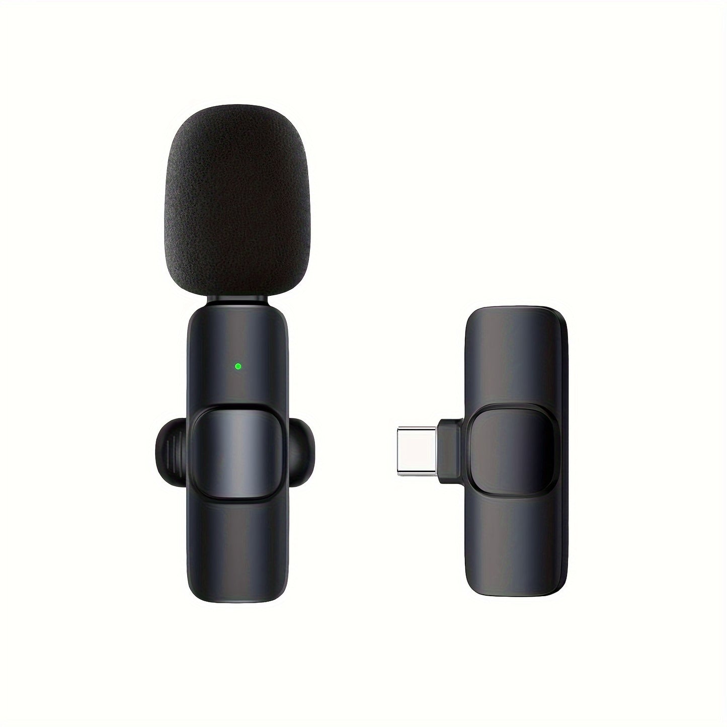 Professional wireless lavalier microphone for smart devices, laptops, and recording interviews, podcasts, vlogs.