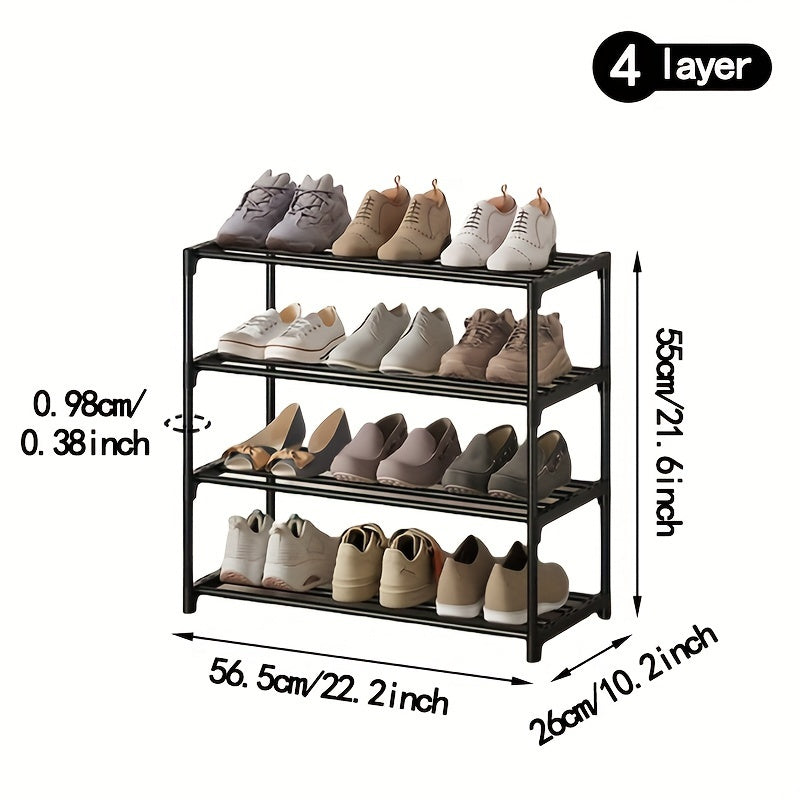 Durable Black Multi-Layer Shoe Rack with Sleek Design - Stackable and Versatile for Entryway, Closet, Garage, or Bedroom Storage