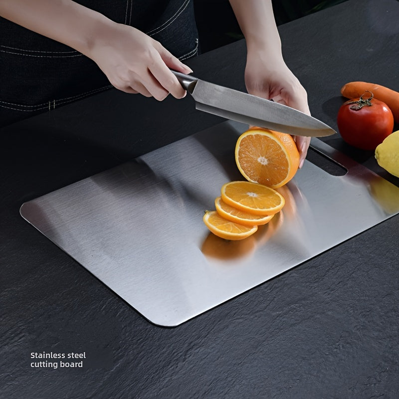 High-quality titanium steel cutting board preserves flavor and is ideal for kitchen and dining.