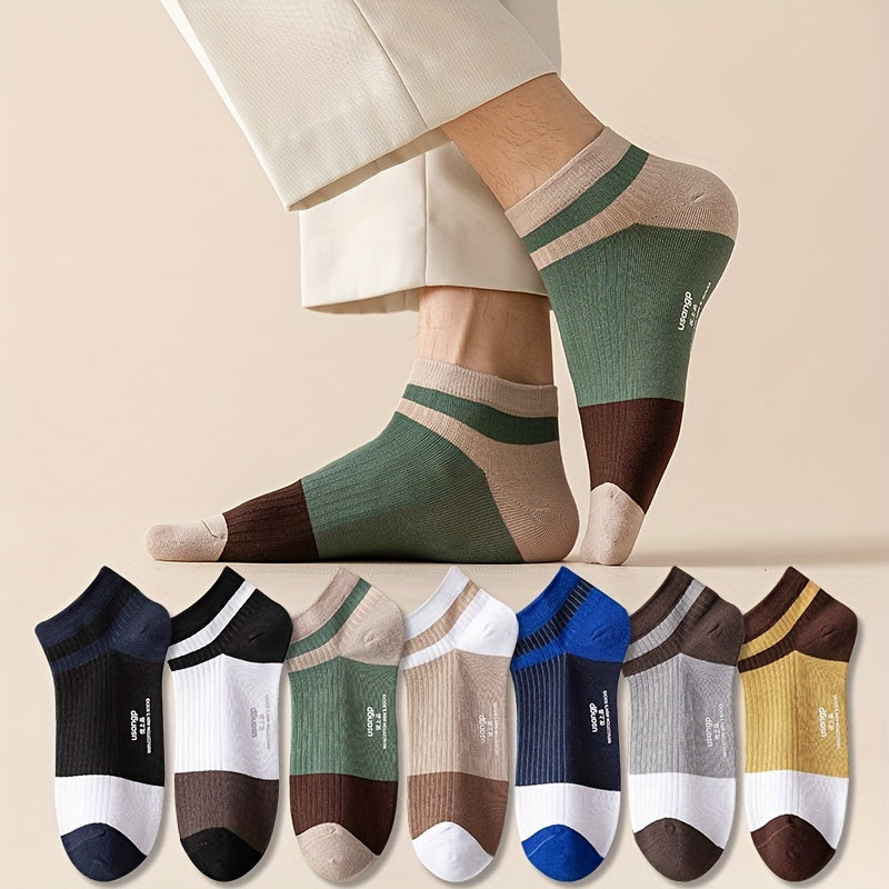 5 pairs of men's cotton low cut socks for daily and outdoor wear in spring and summer, designed for odor control and sweat absorption.