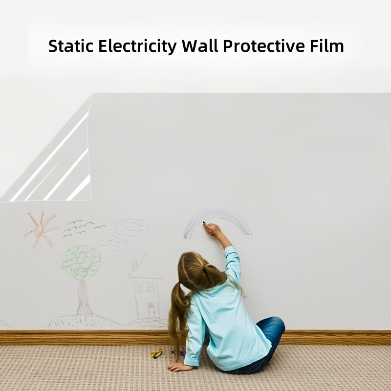 Fantasy-themed electrostatic wall protector film made of reusable self-adhesive PVC contact paper. This plaid transparent semi-matte finish film is oil and water-resistant, featuring an elongated shape with crystal embellishment. Comes with a removable