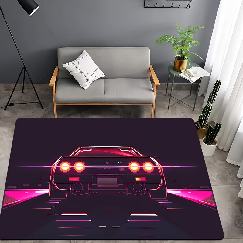 Stylish Sports Car Design Doormat, Made with 8mm Thick Soft Polyester Material, Easy to Clean in the Washing Machine, Rectangular Indoor Rug Perfect for Living Room, Bedroom, Kitchen, Entryway - Features Non-Slip Backing for Safety and a Decorative Touch