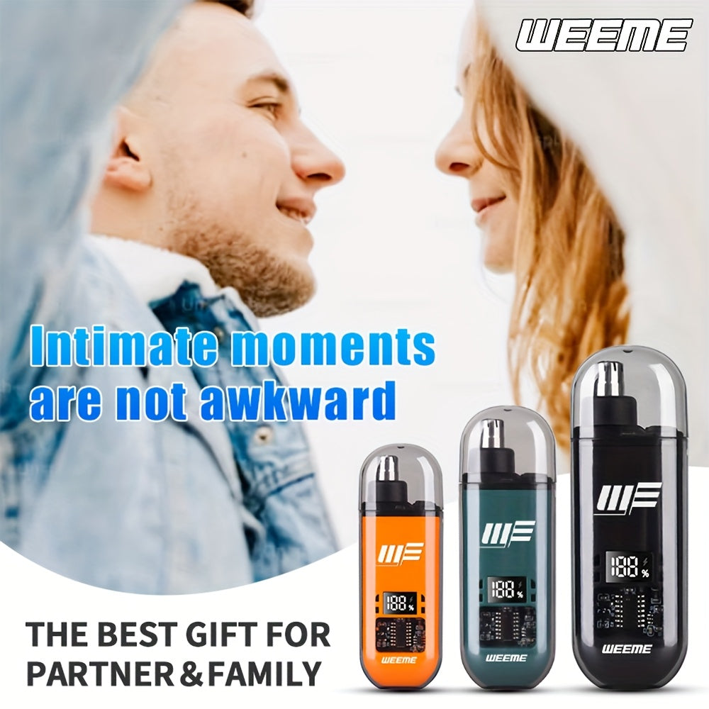 Weeme offers an exquisite USB rechargeable men's ear and nose trimmer in orange, green, or black with an LCD display for precise trimming. Perfect for Valentine's Day, Spring Festival, and