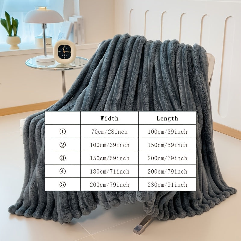 Get cozy with this multifunctional blanket made of ultra-soft milk fleece. Featuring a modern striped texture, this blanket is perfect for all-season comfort on your bed, sofa, or even while camping. Machine washable for easy care, this blanket is an