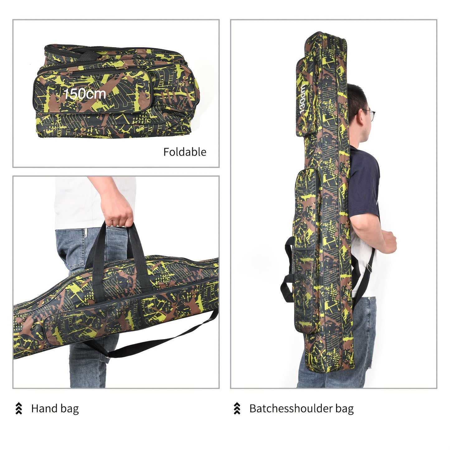 Portable and waterproof fishing pole storage bag for outdoor activities.