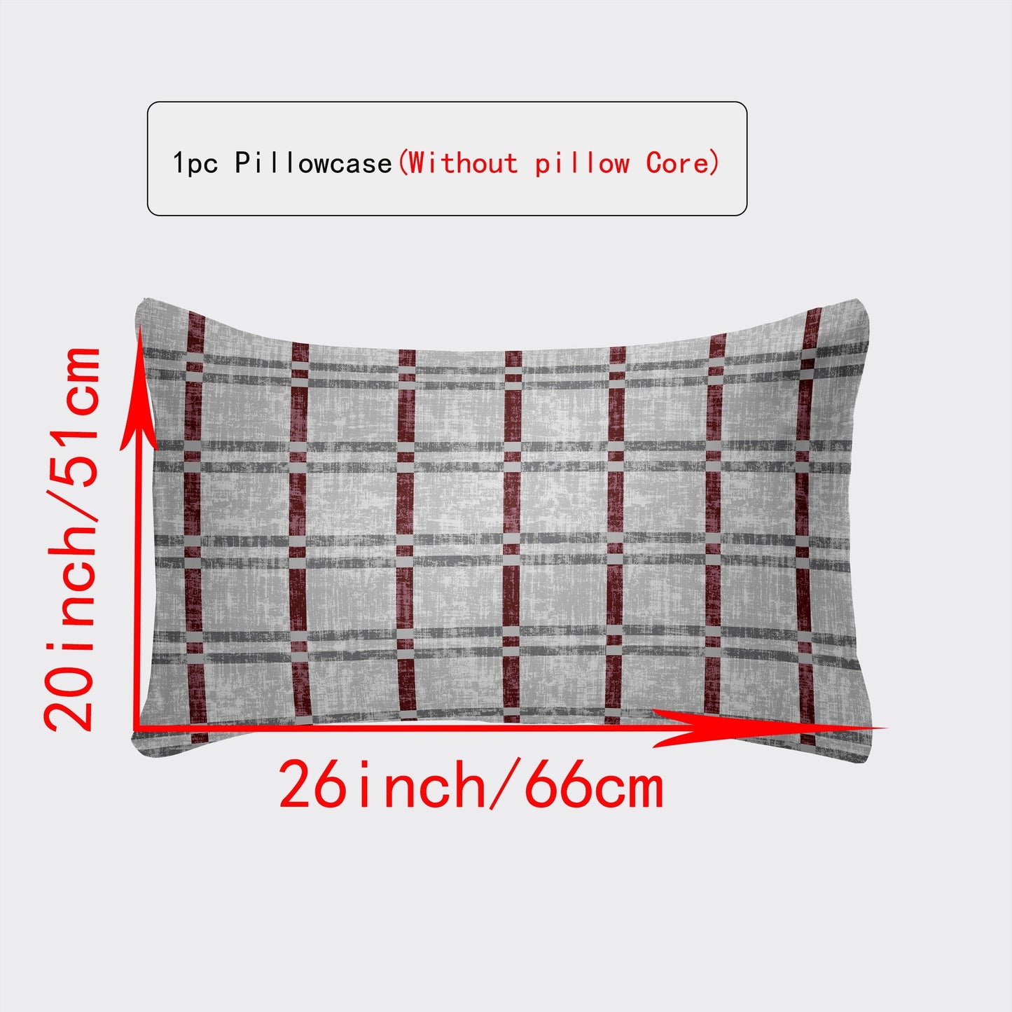 Luxurious Pillowcase with Envelope Closure - Available in Various Sizes (30x50cm to 50x75cm) - Stylish Designs in White, Gray Plaid, Red Plaid, Green Botanicals, Leopard Print, and Geometric Patterns - Suitable for Every Season, Great for Home Decor Gifts