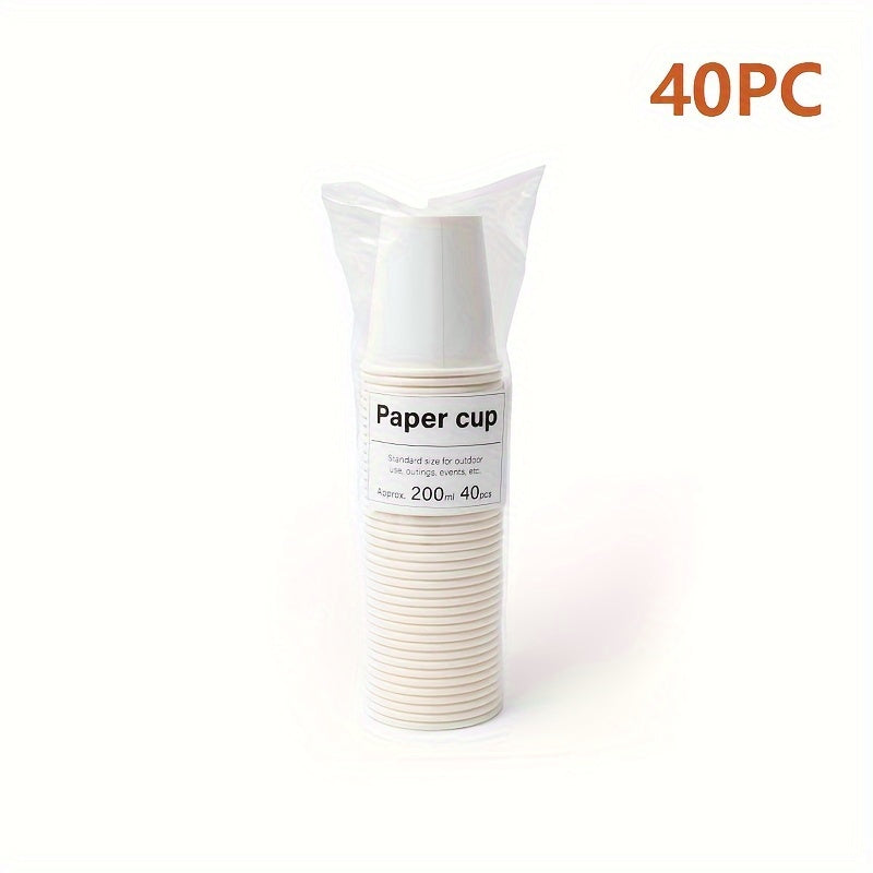 200ml White Disposable Paper Cups for Hot and Cold Drinks - Pack of 40, Ideal for Parties, Home, and Office