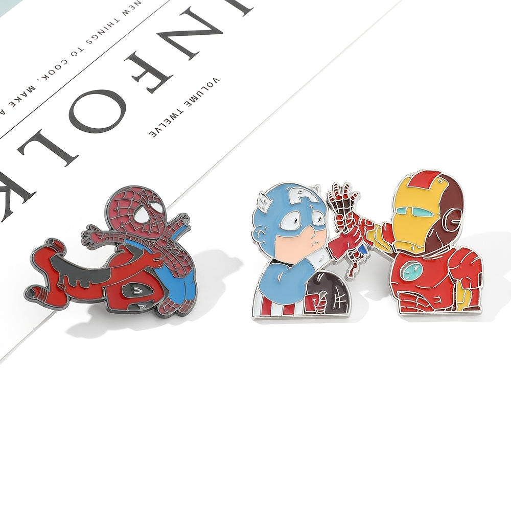 Two Cartoon Character Brooches: Cool Deadpool and Iron Man Enamel Pins - Metal Badges for Clothing, Backpacks, and More!