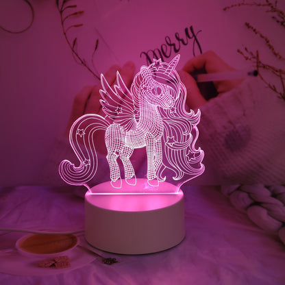 3D Pegasus Unicorn Night Light - USB Powered Desk Lamp with Switch for any Room, Great for Christmas, Weddings, Birthdays - Unique Gift Idea