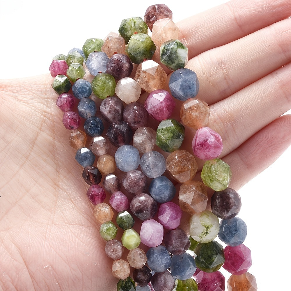 Faceted Tourmaline Spacer Beads made from Natural Stone for Creating Bracelets, Necklaces, and other Jewelry Accessories in 6/8/10mm Sizes.