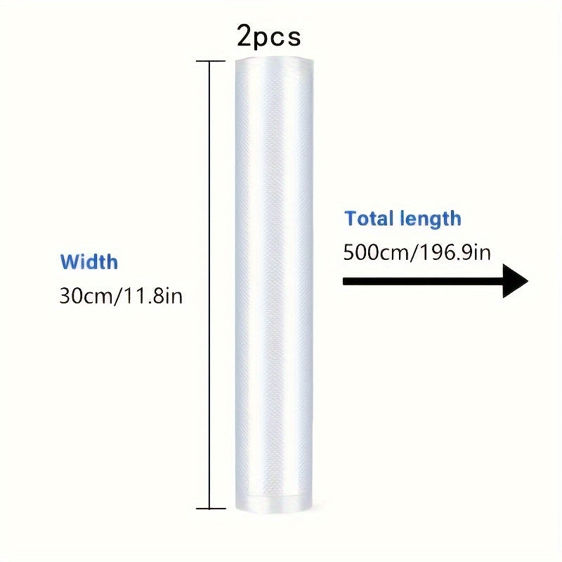 Пакеты для вакуумной упаковки пищевого качества - 2 рулона | Идеально подходит для хранения пищи в холодильнике и микроволновой печи | Многоразовый и противопроливной | Доступно в различных размерах