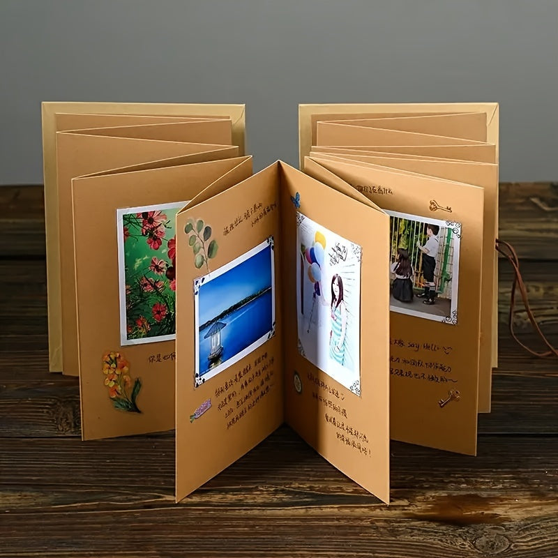 Creative Folded Page DIY Album with Organized Sections for Photo Collections, Perfect for Giving as Gifts on Christmas, Halloween, Thanksgiving, Valentine's Day, and Easter